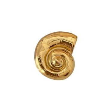 Imagem de Broche espiral dourado para mulheres e homens, camisa de terno simples grosso roupas alfinetes de lapela praia oceano joias de férias, Large, Metal, Sem Pedra Preciosa