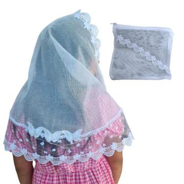 Imagem de Véu CCB Infantil Borboleta Aplicação Stras Formato:Redondo, Redondo