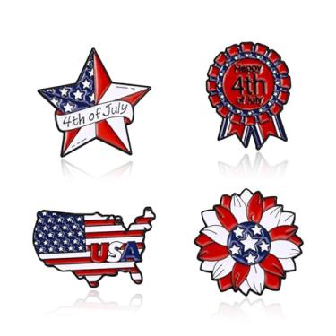 Imagem de Alfinetes de bandeira americana lapela para 4 de julho acessórios pinos dos EUA para terno 4 de julho roupas esmalte mapa americano broche broche vermelho branco e azul pinos patrióticos para mochilas