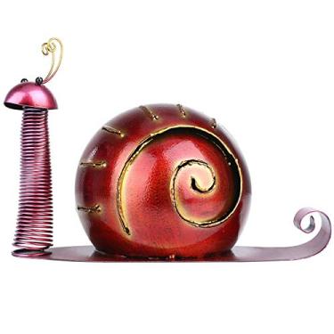 Imagem de CUOFYUNL Tooarts Caracol Ornamento de Ferro Desenho de Caracol Decoração Divertida Decoração de Jardim ou Quarto Infantil Decoração Natural Estilo Fazenda Acessórios de Jardim de (Vermelha)