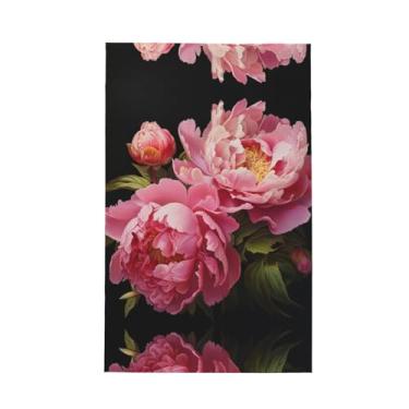 Imagem de XLLingL Toalhas de cozinha de waffle com estampa de peônia, panos de prato de microfibra, para decoração e limpeza de cozinha - 1 peça