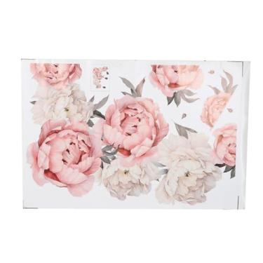 Imagem de SIWOTED Peônia Flor Padrão Adesivos de Parede Art Applique Decoração de Quarto Adesivo de Fundo