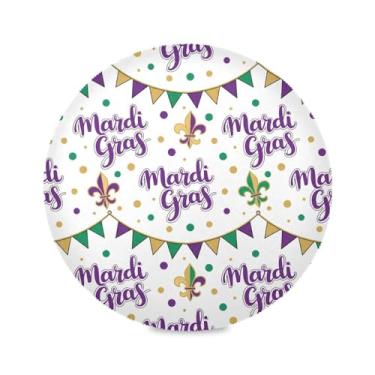 Imagem de Wassud Jogo americano festivo Mardi Gras tapetes de mesa redondos para cozinha e jantar tapetes laváveis resistentes ao calor decoração de mesa 39 cm