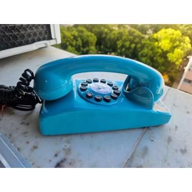 Imagem de Telefone Retrô Digital Interfone, Design Vintage, Cores Disponíveis, Modelo Parede (Turquesa)