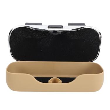 Imagem de Diydeg Suporte para óculos de Sol para Carro, Estojo Elegante para Armazenamento de óculos Automotivos que Economiza Espaço, Estojo Protetor para Automotivos Com Forro Interno (Bege)