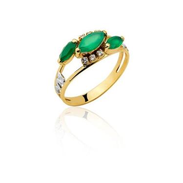 Imagem de Anel Formatura 3 Pedras 3 Cursos Feminino Ouro 10k A52 - MAEHLER Arte 