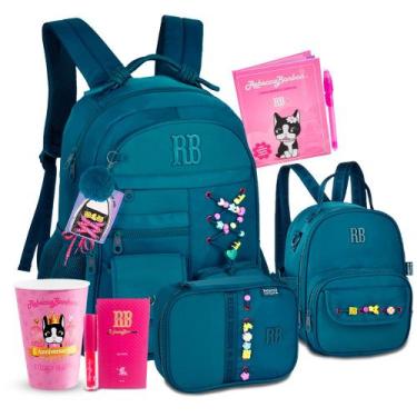 Imagem de Kit Mochila Rebecca Bonbon Estojo Box Amplo Lancheira RB, RB27422 Azul