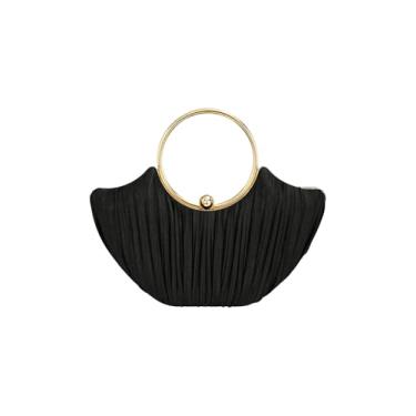 Imagem de QWINEE Bolsas femininas douradas metálicas para noite com alça superior com glitter, bolsa transversal para festa de casamento, Preto, One Size