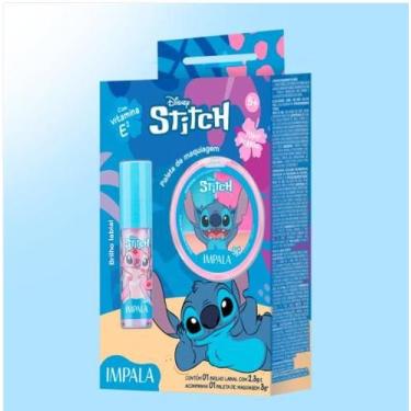 Imagem de Kit Maquiagem e Brilho Labial Angel Infantil - Impala Disney Stitch