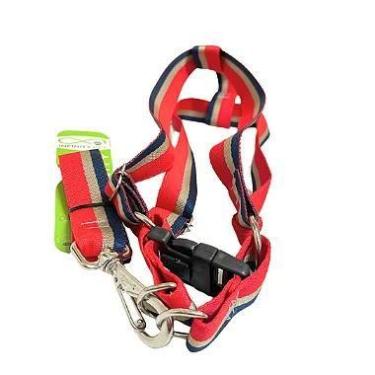 Imagem de Conjunto Peitoral Regulável Listrado com Guia para Cachorro - Ideal pa