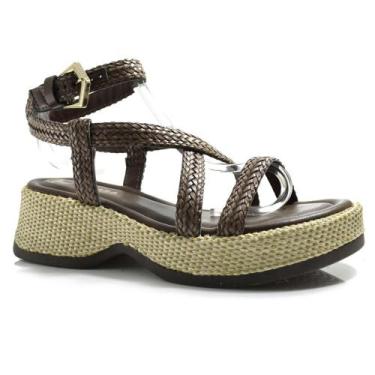 Imagem de Sandália Plataforma Tanara Boho Chique T9233, Marrom, 36