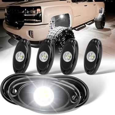 Imagem de Luzes de LED Rock 4PODS luz de LED neon à prova d'água para carro caminhão ATV UTV SUV Jeep Offroad Boat Underbody Glow Trail Rig Lamp...YONEDA White branco YD8801