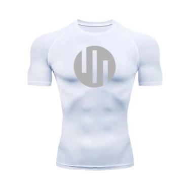 Imagem de Camiseta De Compressão Branca Masculina Para Corrida, Secagem Rápida, 
