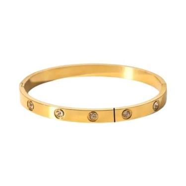 Imagem de Pulseira Geométrica Banhada a Ouro 18k Para Mulheres, Aço Inoxidável B