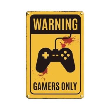 Imagem de Placa De Metal Vintage Gamer: Pôster Clássico De Jogos Em Alumínio Par