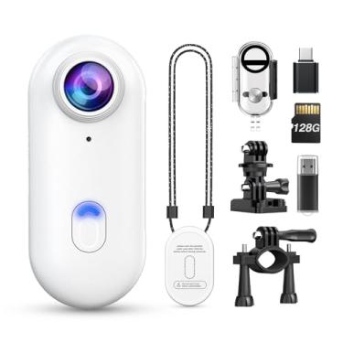 Imagem de Losfom Câmera de ação Z10 4K, câmera esportiva vestível de 128 GB com capa à prova d'água, clipe magnético e acessórios de montagem rápida, câmera pequena para ciclismo, mergulho, viagens e aventuras