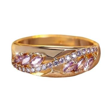 Imagem de Anel De Noivado Com Pedra De Zircônia Cúbica Roxa Para Mulheres, Joias