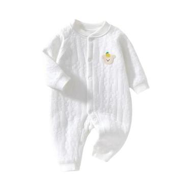 Imagem de Macacão De Malha De Manga Longa Para Bebê Recém-Nascido, Roupa Sólida 