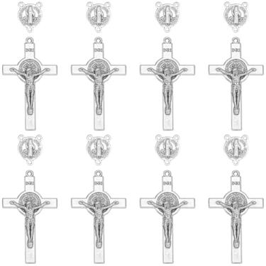 Imagem de SUNNYCLUE 1 caixa, 20 peças, rosário, cruz, rosário, cruz e centro de mesa, crucifixo tibetano, prata, amuleto, medalha de páscoa, vintage, lustre, ligações, pingentes para fazer joias, pulseiras faça