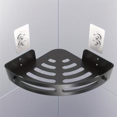 Imagem de Suporte de chuveiro de canto para cozinha, banheiro, prateleira de chuveiro de canto removível sem perfuração, prateleira organizadora de banheiro montada na parede com orifícios de drenagem