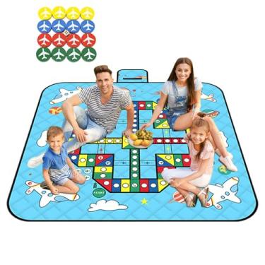 Imagem de Tapete para brincar ao ar livre – Cobertor de piquenique à prova d'água com peças de xadrez – Jogo de tabuleiro para família, leve, 3 camadas, portátil, para crianças, para acampamento, festival