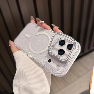 Imagem de Capa de luxo transparente e brilhante à prova de choque para iPhone 17, 16, 15, 14, 13 Pro Max e 17 Air Plus (para iPhone 16e/Branco)