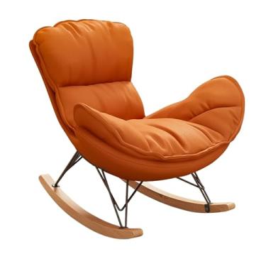 Imagem de Cadeira de balanço estofada moderna para berçário, poltrona reclinável confortável, balancim de couro sintético de meados do século para mães, móveis internos elegantes para quarto de bebê