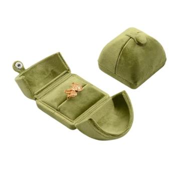 Imagem de Kopida Suporte portátil para exibição de joias de veludo, porta dupla, caixa de armazenamento de colar, pulseira (caixa de anel verde)