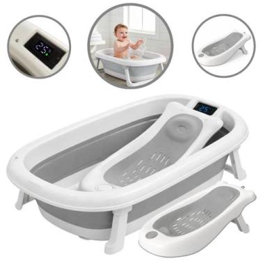 Imagem de Banheira Infantil Dobrável Compacta Com Termômetro Integrado 0 á 36 Me