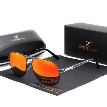 Imagem de Óculos De Sol Polarizados Estilo Piloto Kingseven K738 Vermelho Prateado