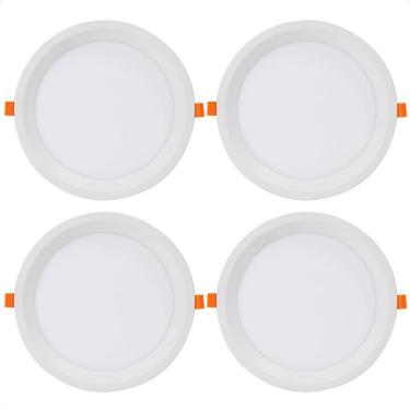 Imagem de Kit 4 Painel De Led Redondo Embutir Recuado 24w Bivolt Taschibra 6500k Frio