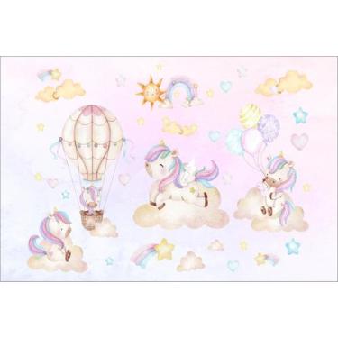 Imagem de Painel de Lona Unicórnio Aquarela Festa no Céu - Fabrika de Festa, 400