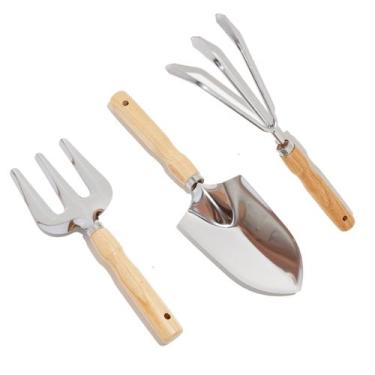 Imagem de Kit ferramentas jardinagem inox premium pá rastelo e garfo - Tuut