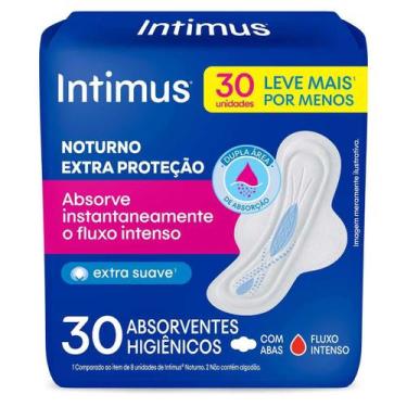 Imagem de Absorvente Intimus Noturno Cobertura Suave Com Abas com 30 unidades