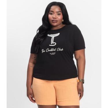 Imagem de Camiseta Plus Size em Meia Malha Secret Glam Preto, Plus G2, Preto