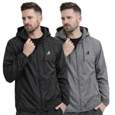 Imagem de Kit 2 Jaquetas Corta-Vento Masculinas Leves Impermeáveis com Capuz Esportivas-Masculino