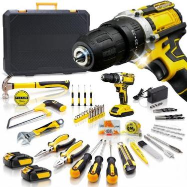 Imagem de Kit Completo Jogo De Ferramentas 120 Peças Com Maleta E Furadeira Para