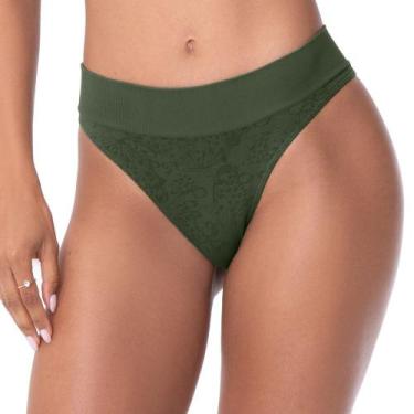 Imagem de Calcinha Tanga Jacquard sem Costura Bruma Floral Alcaparra - Zee Rucci