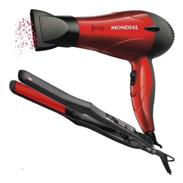 Imagem de Secador De Cabelos Mondial + Prancha Nks Ml800 1200W Style Sc11 Red 220V