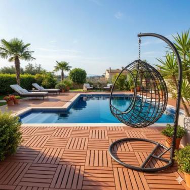 Imagem de KIT 6 DECK MODULAR PLASTICO TEXTURA MADEIRA 30X30X2,5 CM MAXX PREMIUM 