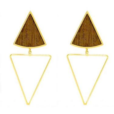 Imagem de Brinco Maxxi Folheado a Ouro 18k com Base em Madeira