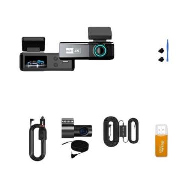 Imagem de Câmera DVR Veicular 4K Com Dupla Lente, WiFi, GPS, Visão Noturna, Mini