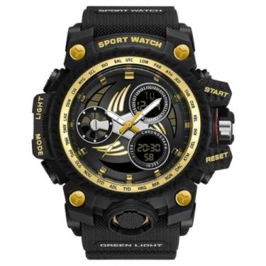 Imagem de Relógio resistente ao choque de pulso led alarme ofns - Dourado, Doura