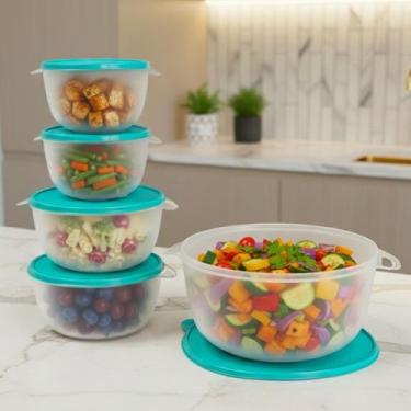 Imagem de Kit 5 Potes Plastico Redondos Bowl Livre Bpa Cor:TIFANNY TRANSP - Casa