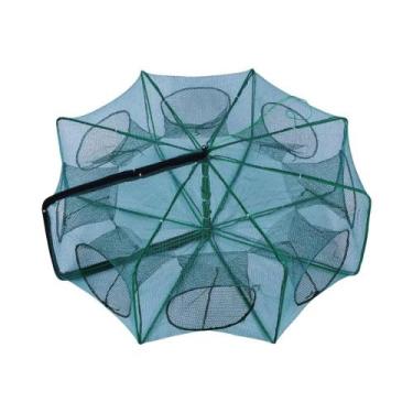 Imagem de Rede De Pesca Dobrável Verde De Nylon Com 6/8/10 Furos Durável 40-82cm