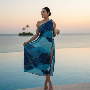 Imagem de Canga/Pareô Sublimado Geométrico Ondas 1,00x1,50m - Fera Print