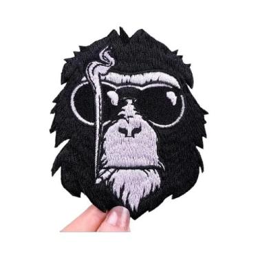 Imagem de Patch Bordado De Macaco Fumante Punk, Animal Feroz, DIY, Termocolante 
