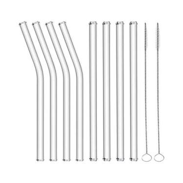 Imagem de Canudos De Vidro Ecológicos De 15cm Com Escova De Limpeza, Reutilizáve