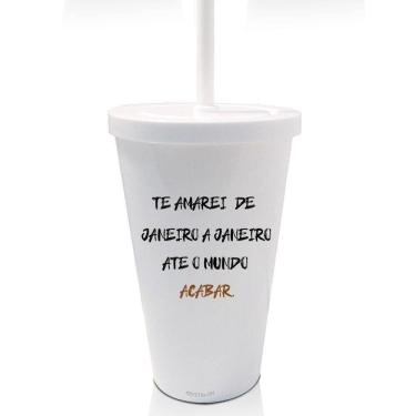 Imagem de Copo Com Tampa E Canudo Branco - Até O Mundo Acabar
