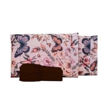 Imagem de Jogo de Lençol 3 Peças Estampado Borboleta Micro Percal Solteiro Casal